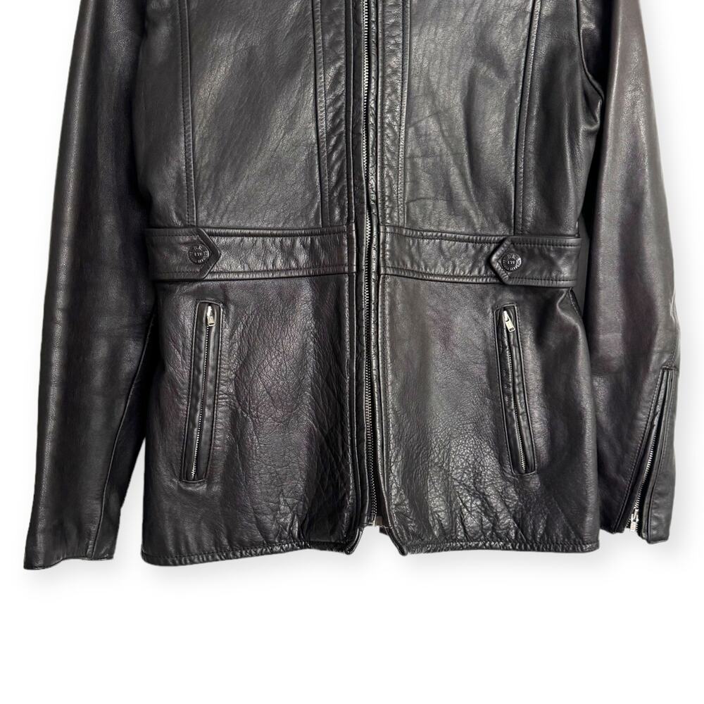 Vintage Banana Republic Dark Brown Military Heavy Leather Jacket Women's Size S - Picture 4 of 12
